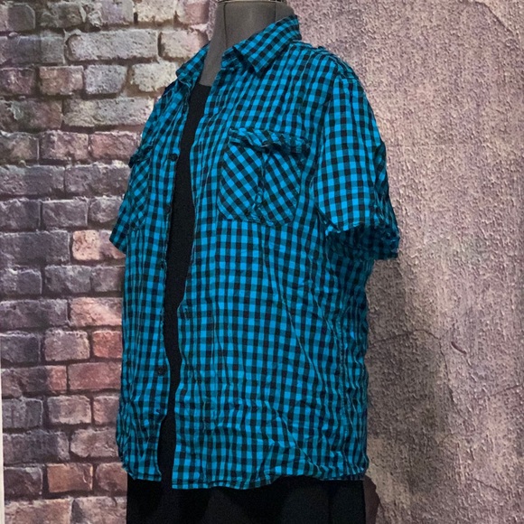 Elixir Men Blue/Black Plaid Button Up Shirt Size L - Picture 3 of 5